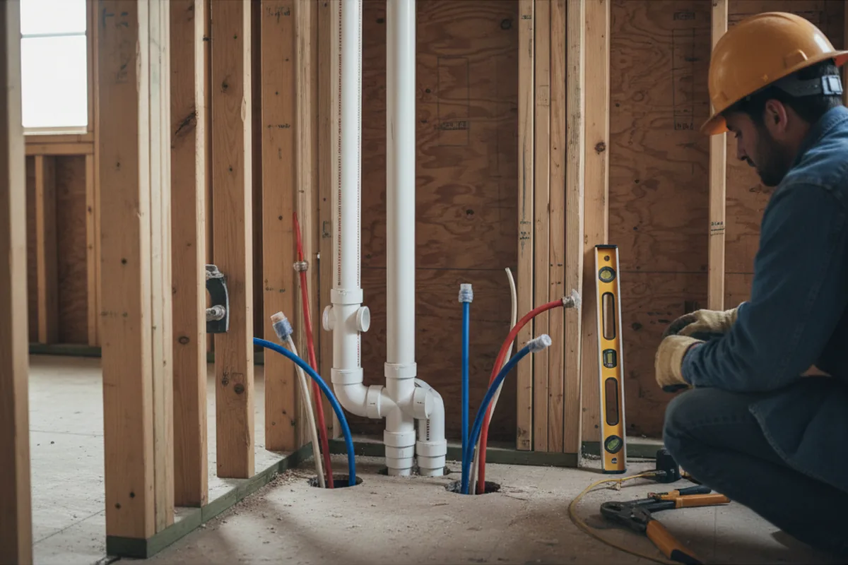 Drain and supply rough-in during Drain Cleaning in Maumelle