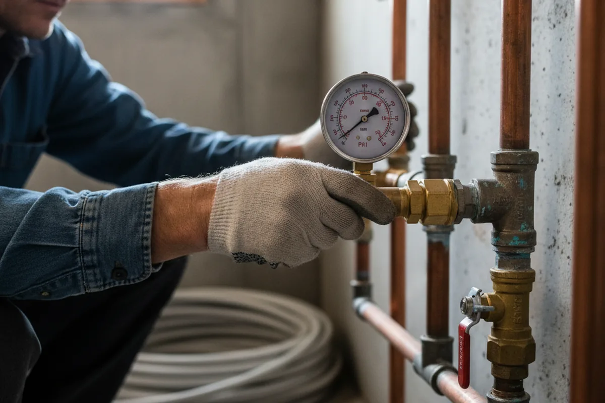 Pressure testing a repaired line during Water Line Repair in Maumelle